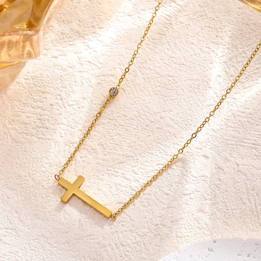 Minimalist Cross Crystal Bracelet & Necklace