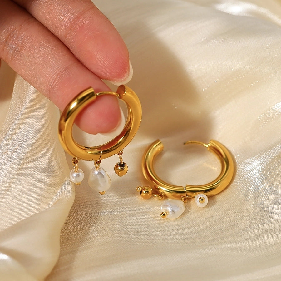 Minimalist Freshwater Pearl Hoops