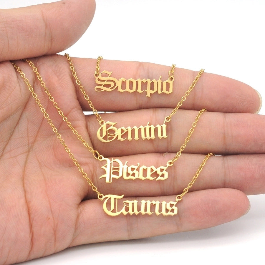 Old English Zodiac Sign Necklace