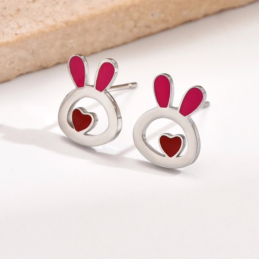 Bunny Love Pink Stud Earrings