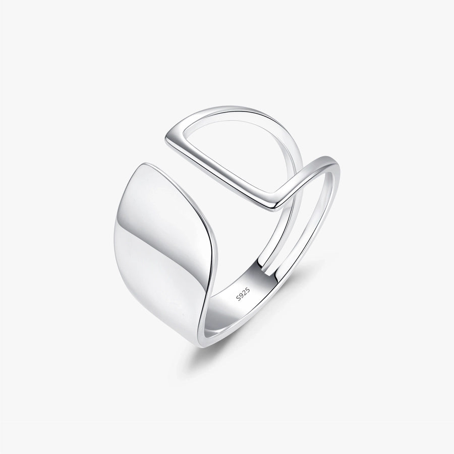 Abstract Sterling Silver Open Ring