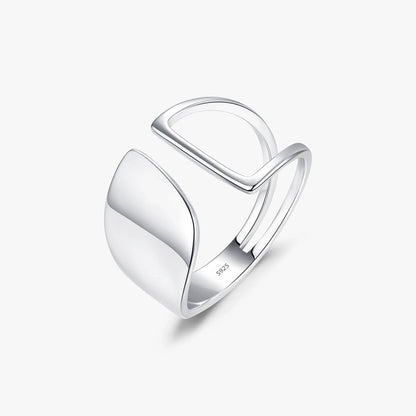 Abstract Sterling Silver Open Ring