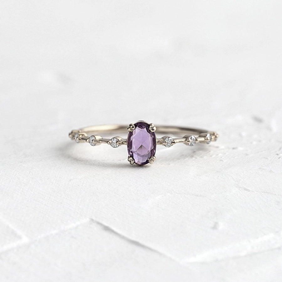 Minimalist Lavender Solitaire Ring