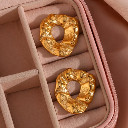 Abstract Hollow Gold Stud Earrings