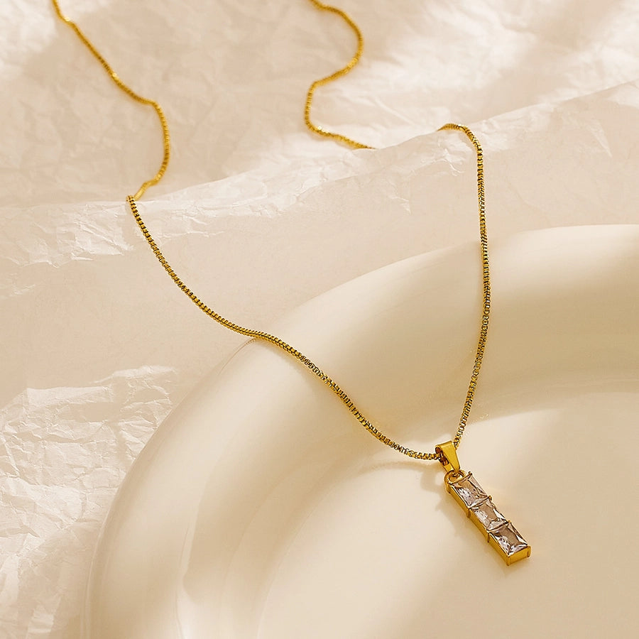 Vintage Crystal Bar Pendant Necklace