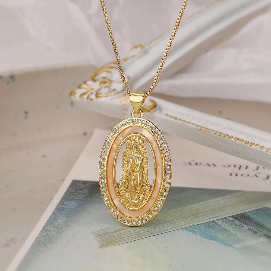 Vintage Prayer Shell Pendant Necklace