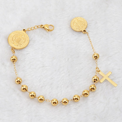 Cross Coin Golden Link Bracelet