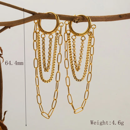 Dainty Chain Charm Hoop Earrings