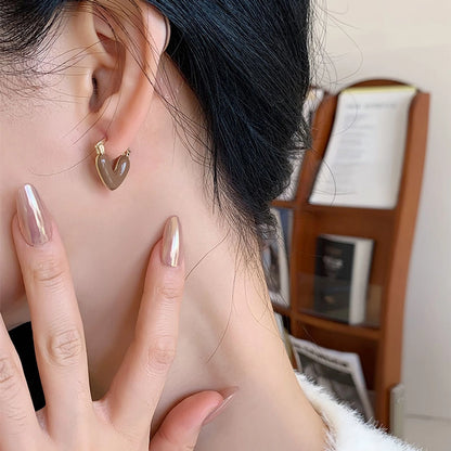 Earthy Enamel Heart Hoop Earrings