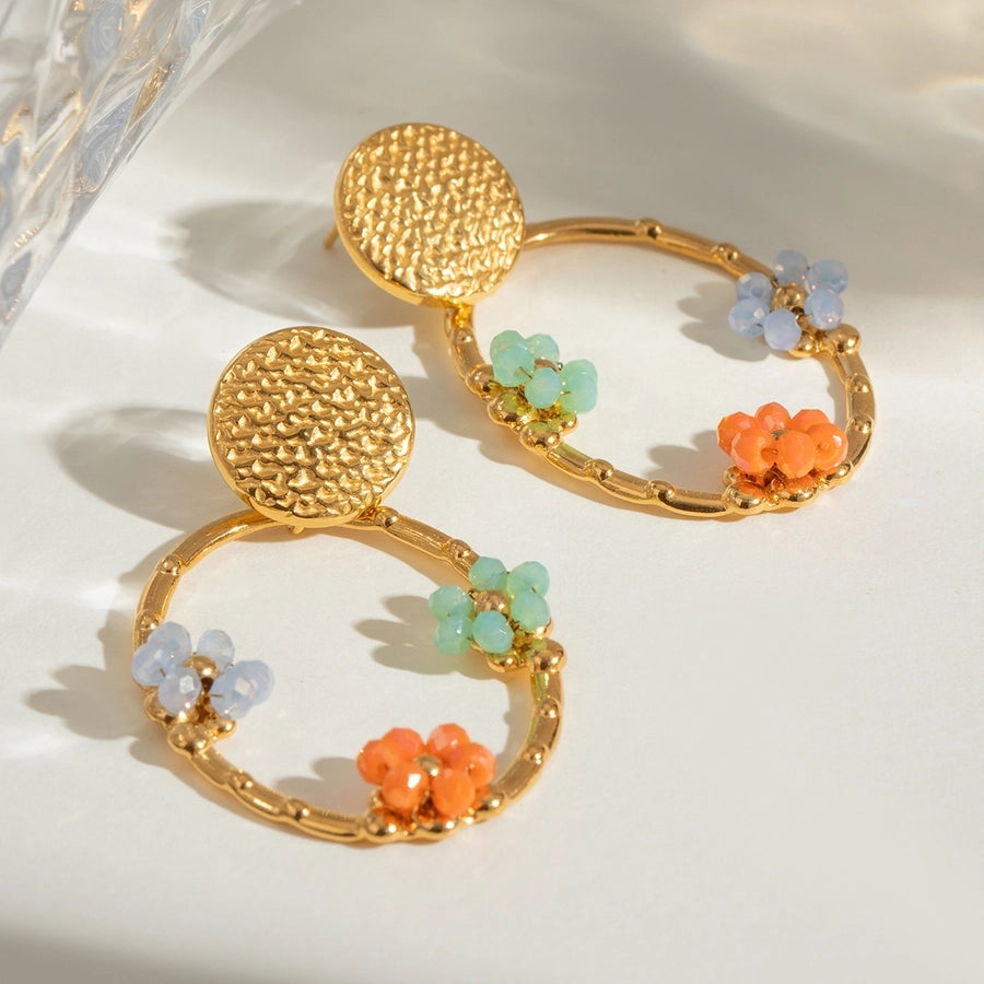 Handmade Summer Gem Flowers Drop Earrings