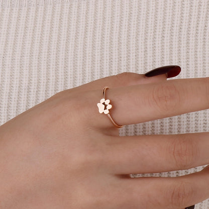 Minimalist Pet Paw Solitaire Ring