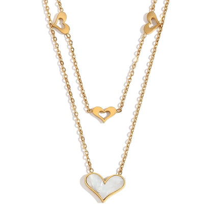 Heart Shell Layered Necklace