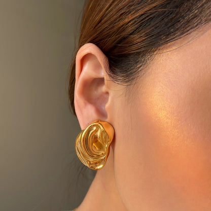 Abstract Golden Statement Stud Earrings