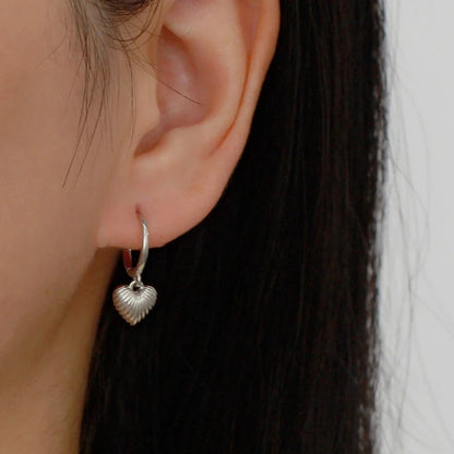 Shell Heart Charm Hoop Earrings