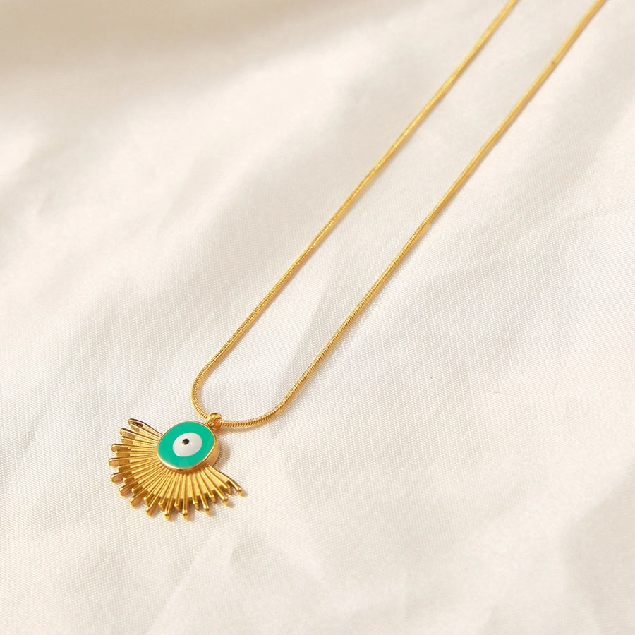 Boho Sun Evil Eye Pendant Necklace