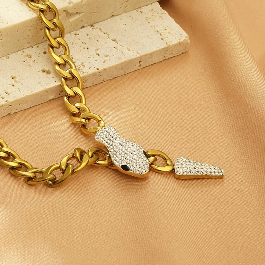 Crystal Snake Cuban Chain Necklace