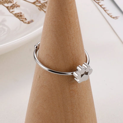 Minimalist Pet Paw Solitaire Ring