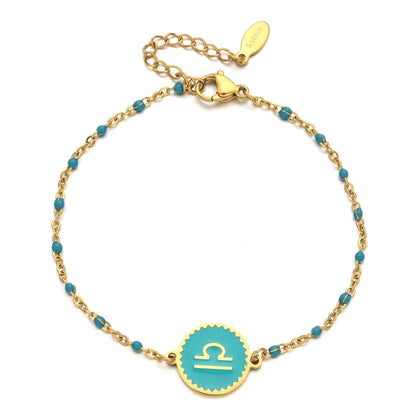 Zodiac Sign Enamel Chain Bracelet