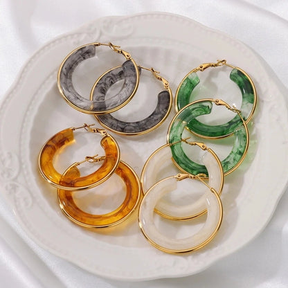 Earthy Resin Smoke Hoop Earrings