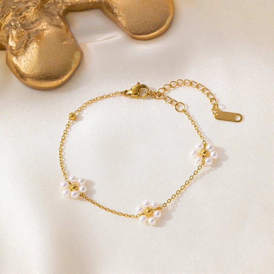 Pearl Flowers Chain Bracelet & Necklace