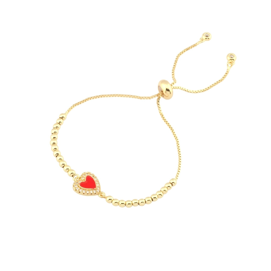 Dainty Enamel Heart Beaded Bracelet