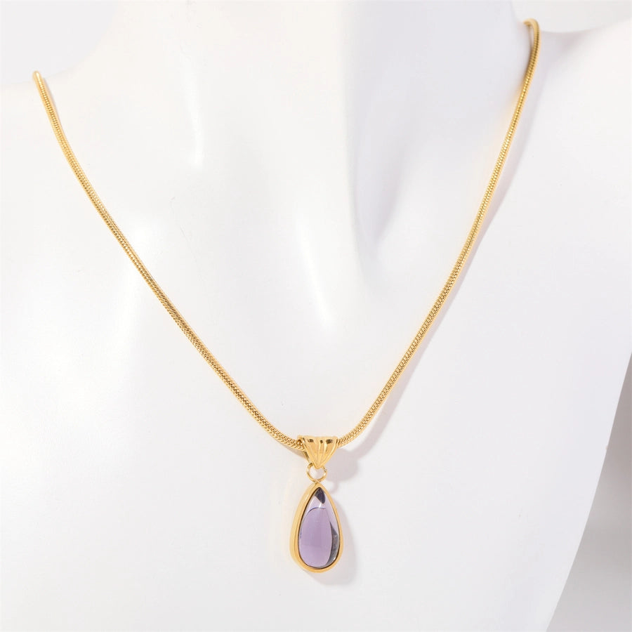 Custom Teardrop Birthstone Pendant Necklace