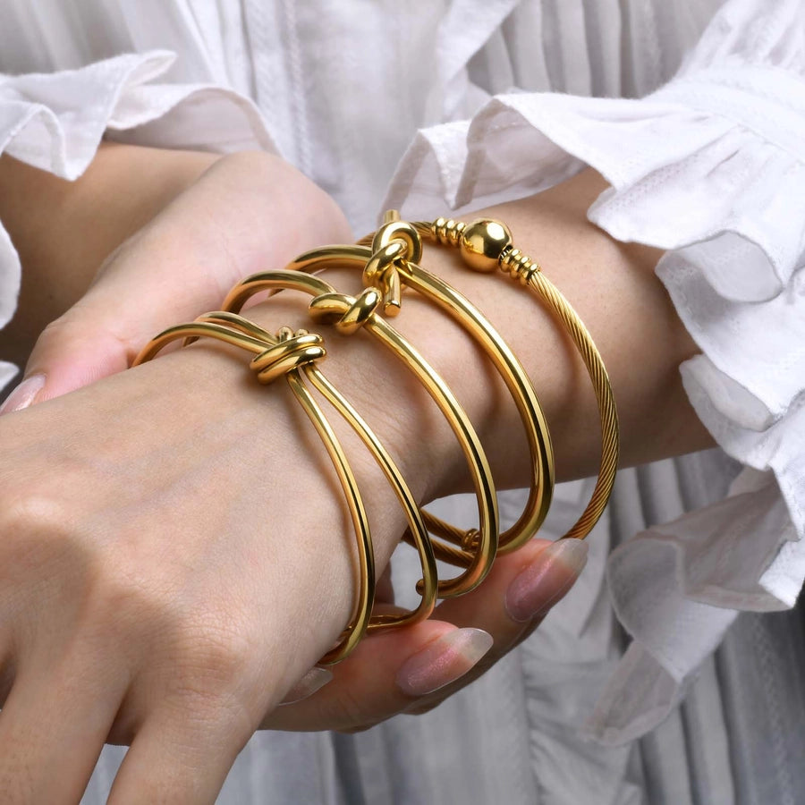 Nordic Knot Golden Cuff Bracelets