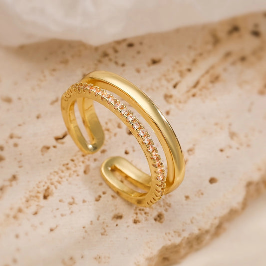 Dainty Golden Zircon Open Ring