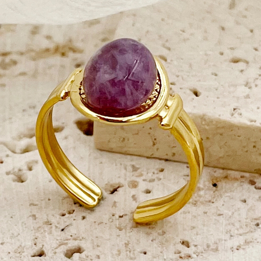 Vintage Oval Gemstone Open Rings