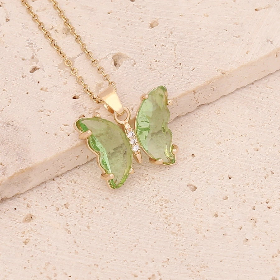 Dainty Crystal Butterfly Pendant Necklace