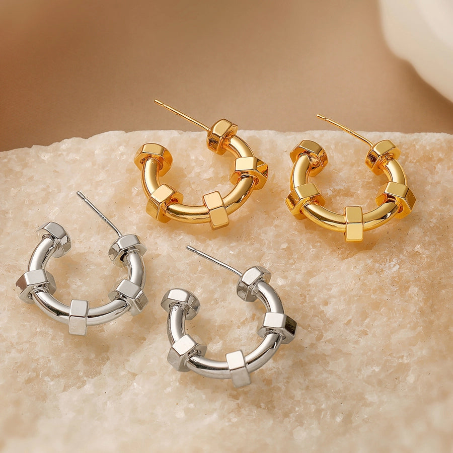 Alba Industrial Hoop Earrings