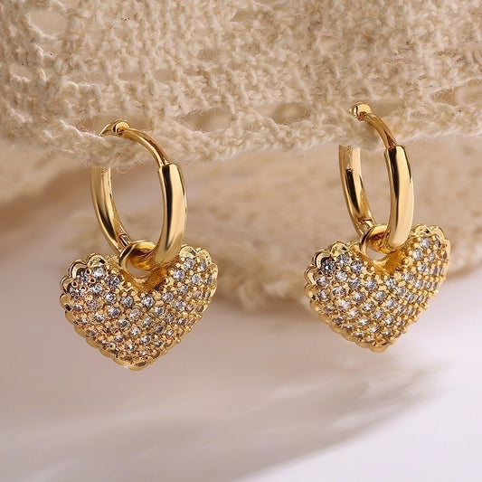 Ella Heart Charm Hoop Earrings