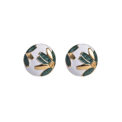 Floral Art Enamel Stud Earrings