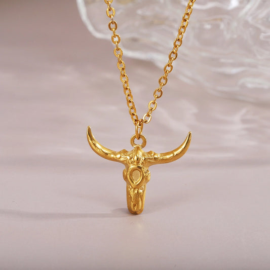 Western Cow Skull Pendant Necklace