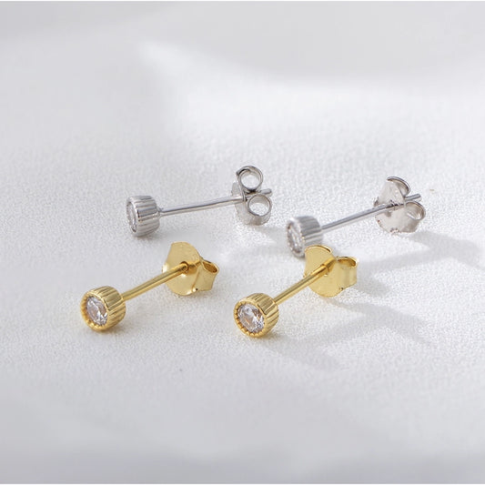 Minimalist Crystal 925 Silver Studs