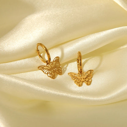 Hollow Butterfly Charm Hoop Earrings