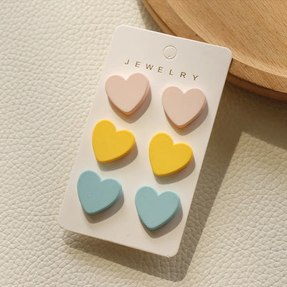 Candy Acrylic Heart Stud Earrings Set