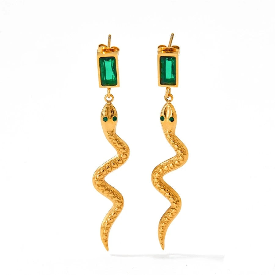 Vintage Crystal Snake Dangle Earrings