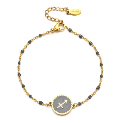 Zodiac Sign Enamel Chain Bracelet