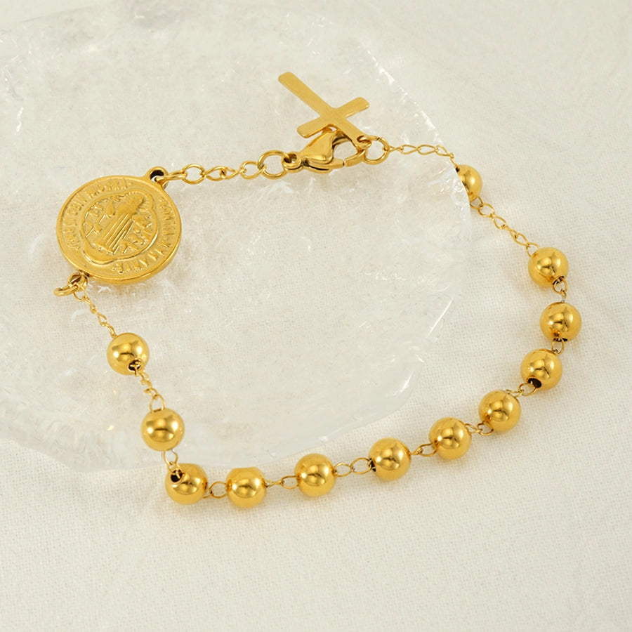 Cross Coin Golden Link Bracelet