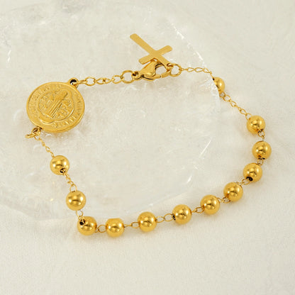 Cross Coin Golden Link Bracelet