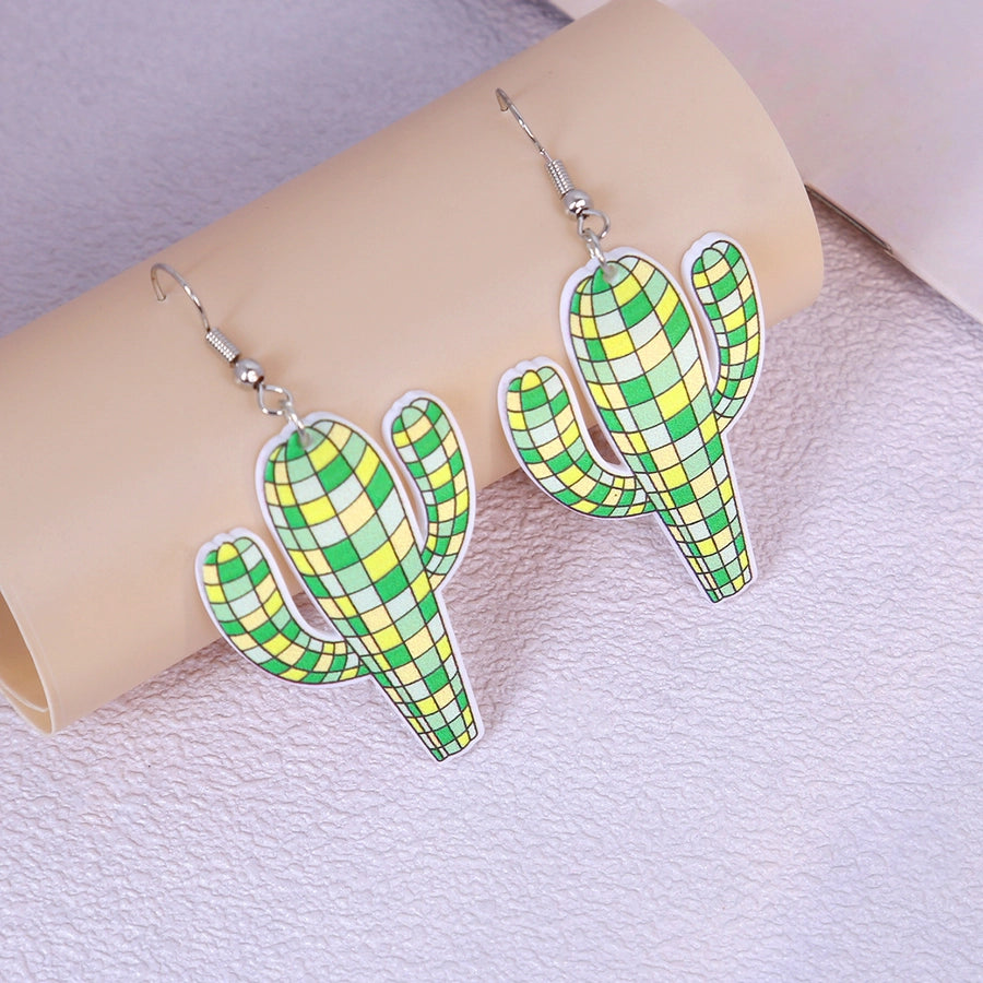 Disco Cactus Acrylic Drop Earrings