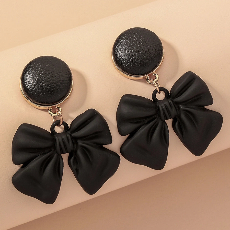 Black Coquette Bow Dangle Earrings