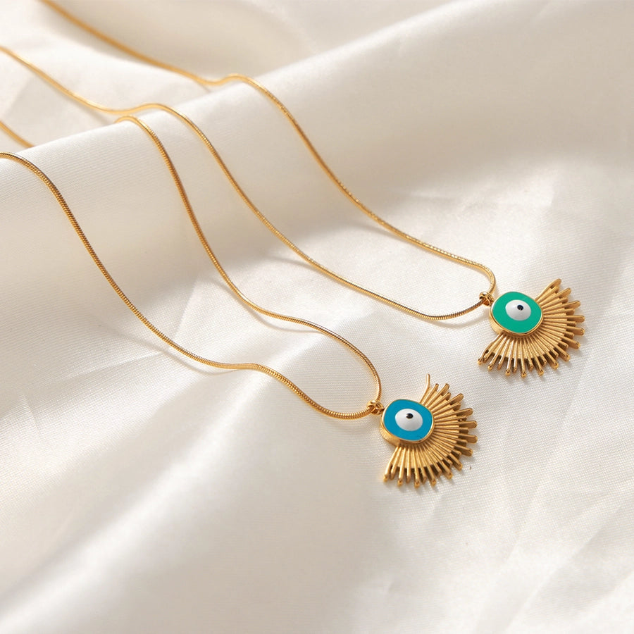 Boho Sun Evil Eye Pendant Necklace