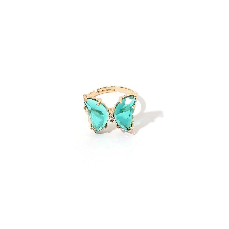 Dainty Crystal Butterfly Rings