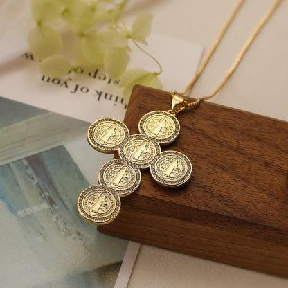 Vintage Prayer Shell Pendant Necklace