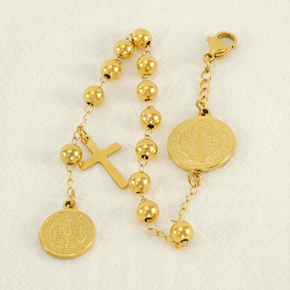 Cross Coin Golden Link Bracelet