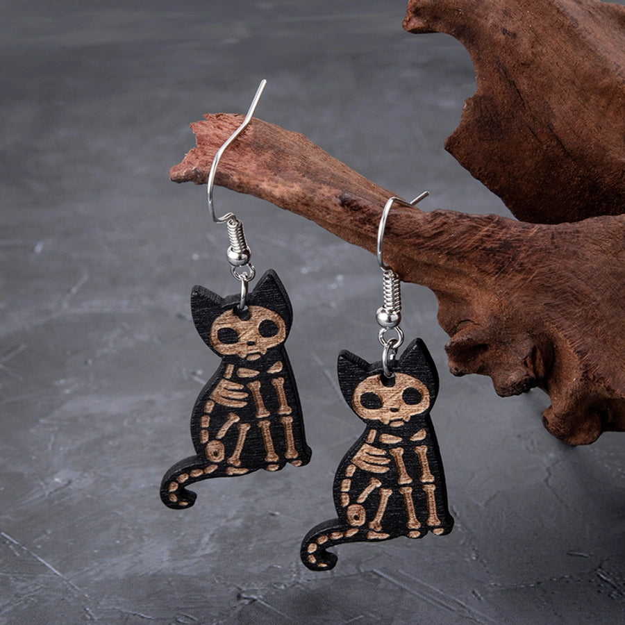 Halloween Black Cat Hook Earrings