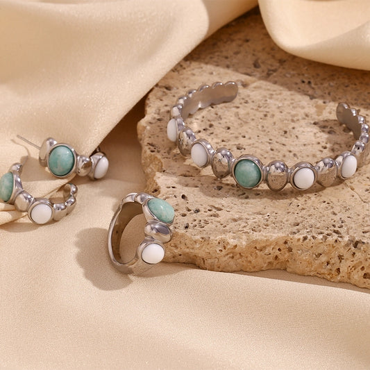 Amazonite Boho Silver Jewelry Set