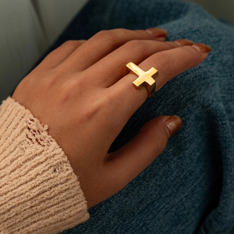 Golden Cross Statement Ring